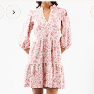 Smith & Quinn High End Boutique Pink Toile Tunic Dress XL baby shower